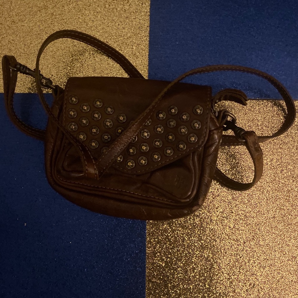 RARE FRYE GORG STUDDED COGNAC CROSSBODY Bag LUX - Picture 8 of 8